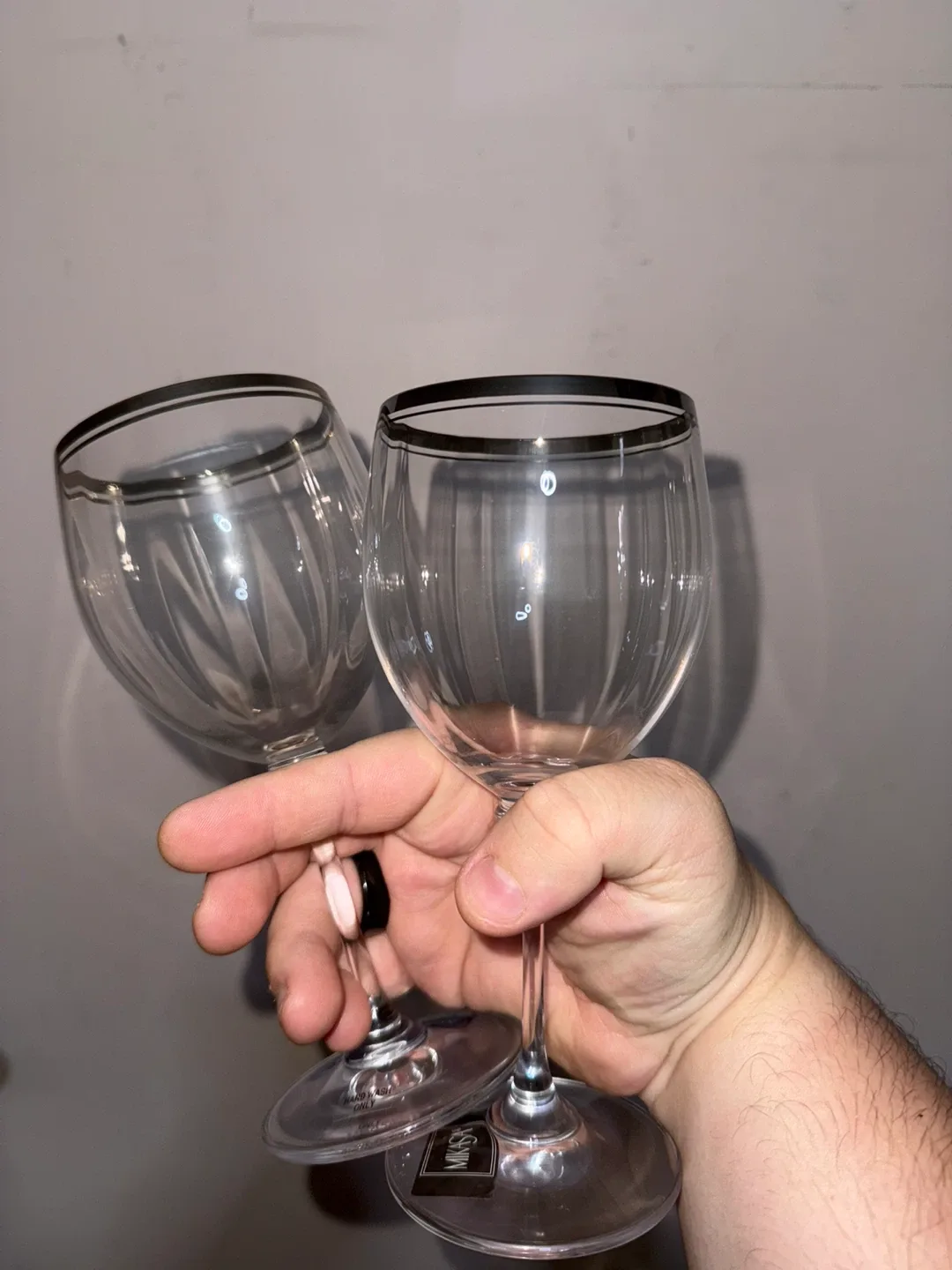 Mikasa Silver Rim bundle of wine /water / champagne glasses image indicator(4)