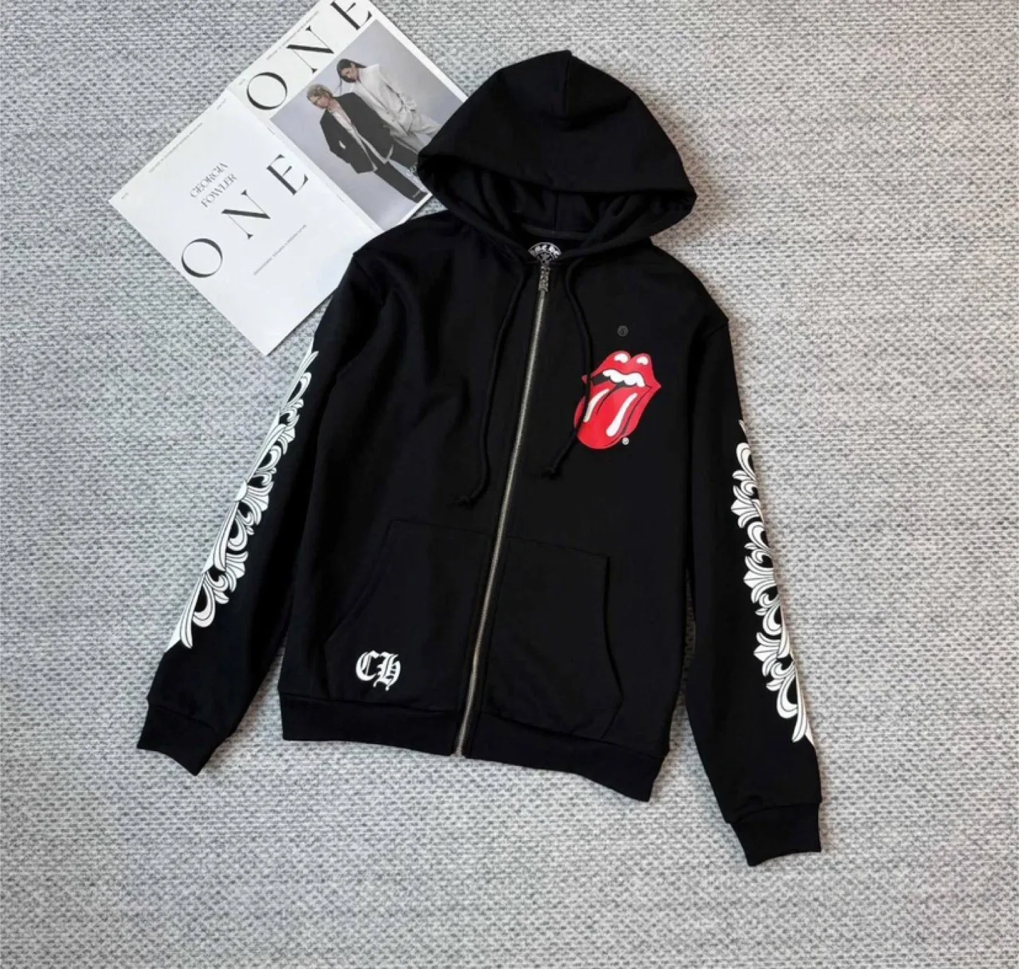 Chrome Hearts X Rolling Stones Black Zip Up Hoodie image indicator(8)