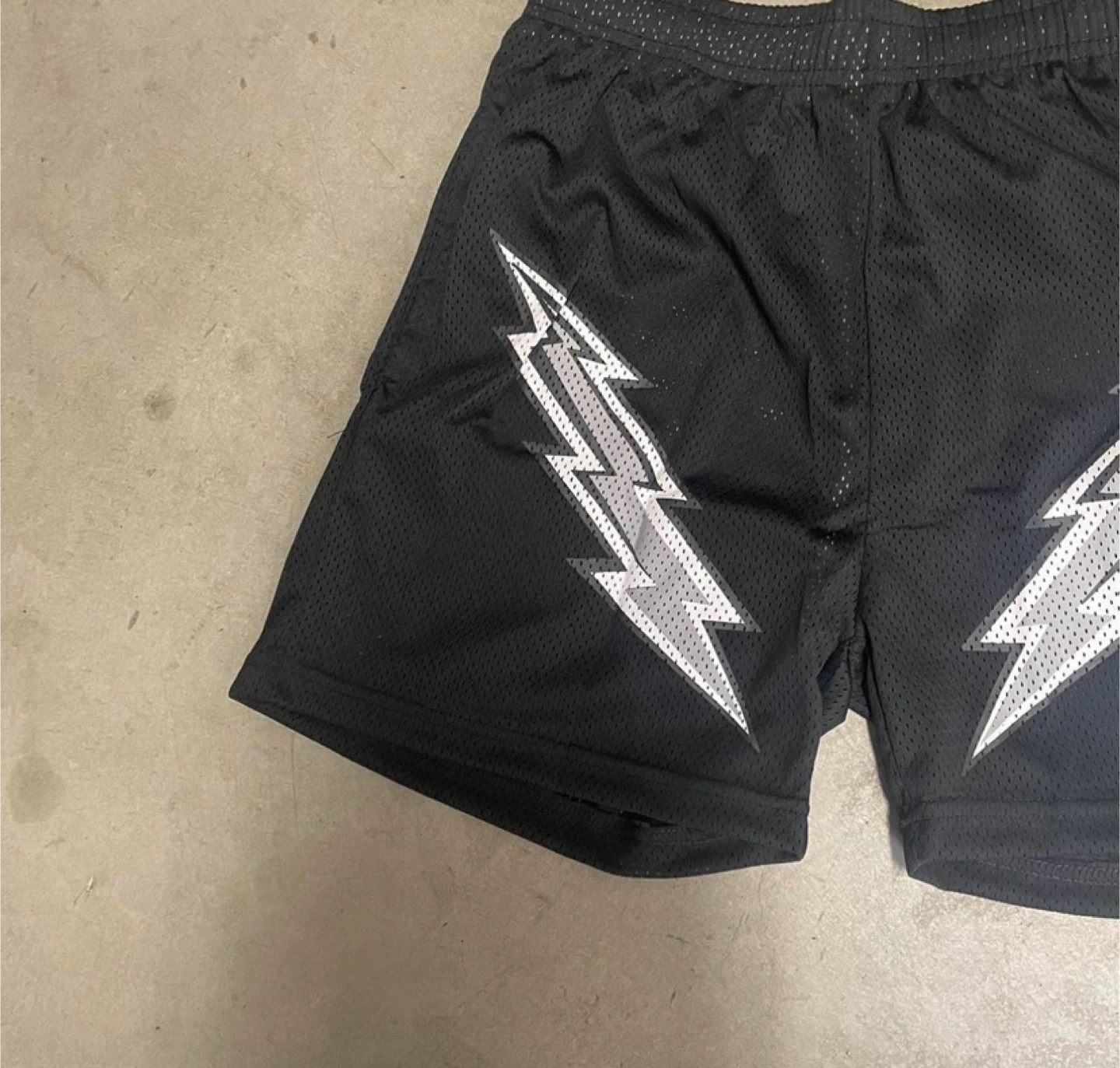 Eric Emanuel Black Lightning Bolt Mesh Shorts - photo 3