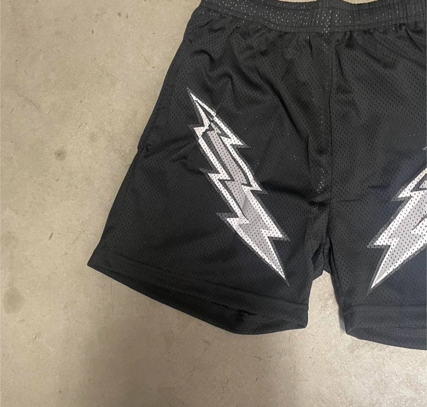 Eric Emanuel Black Lightning Bolt Mesh Shorts image indicator(3)