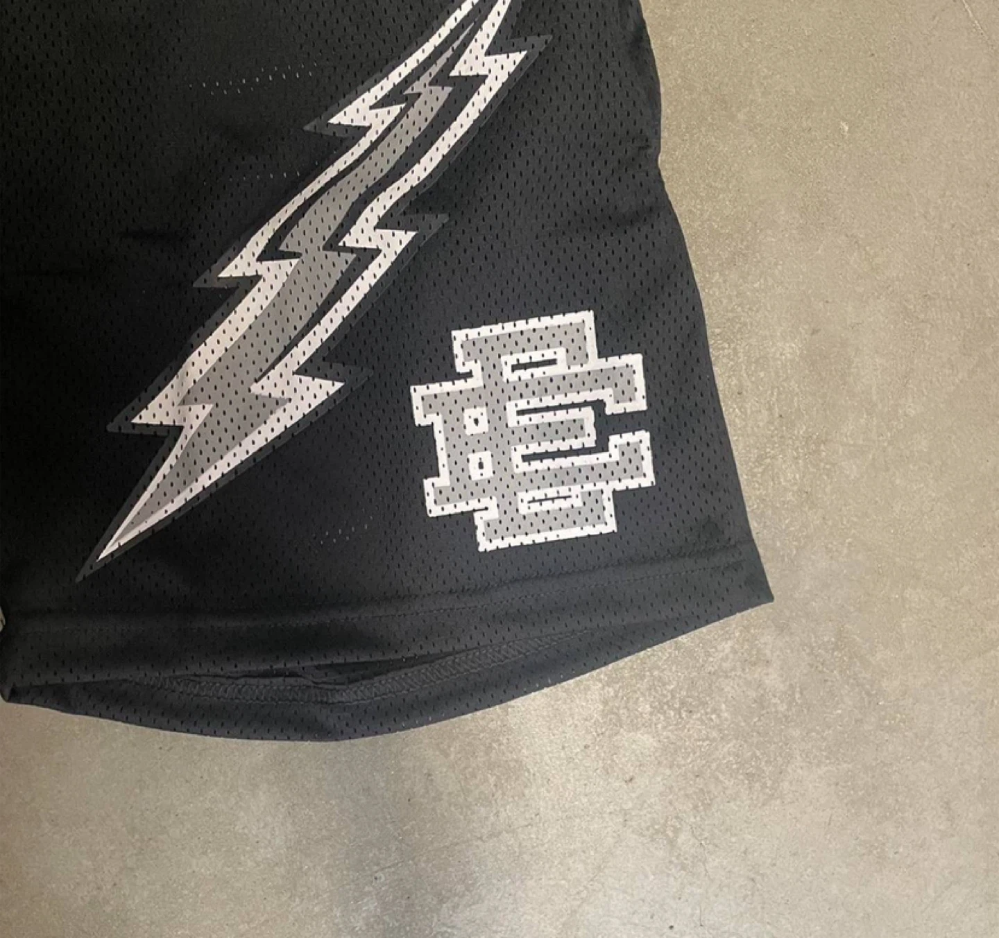 Eric Emanuel Black Lightning Bolt Mesh Shorts - photo 4