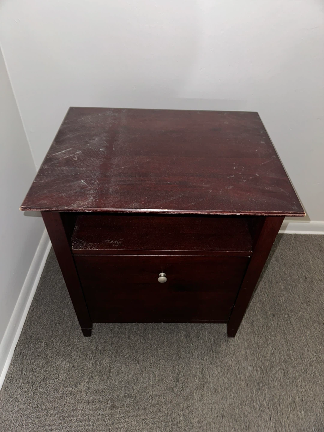 Wood Nightstand with Drawer - Brown - photo 4