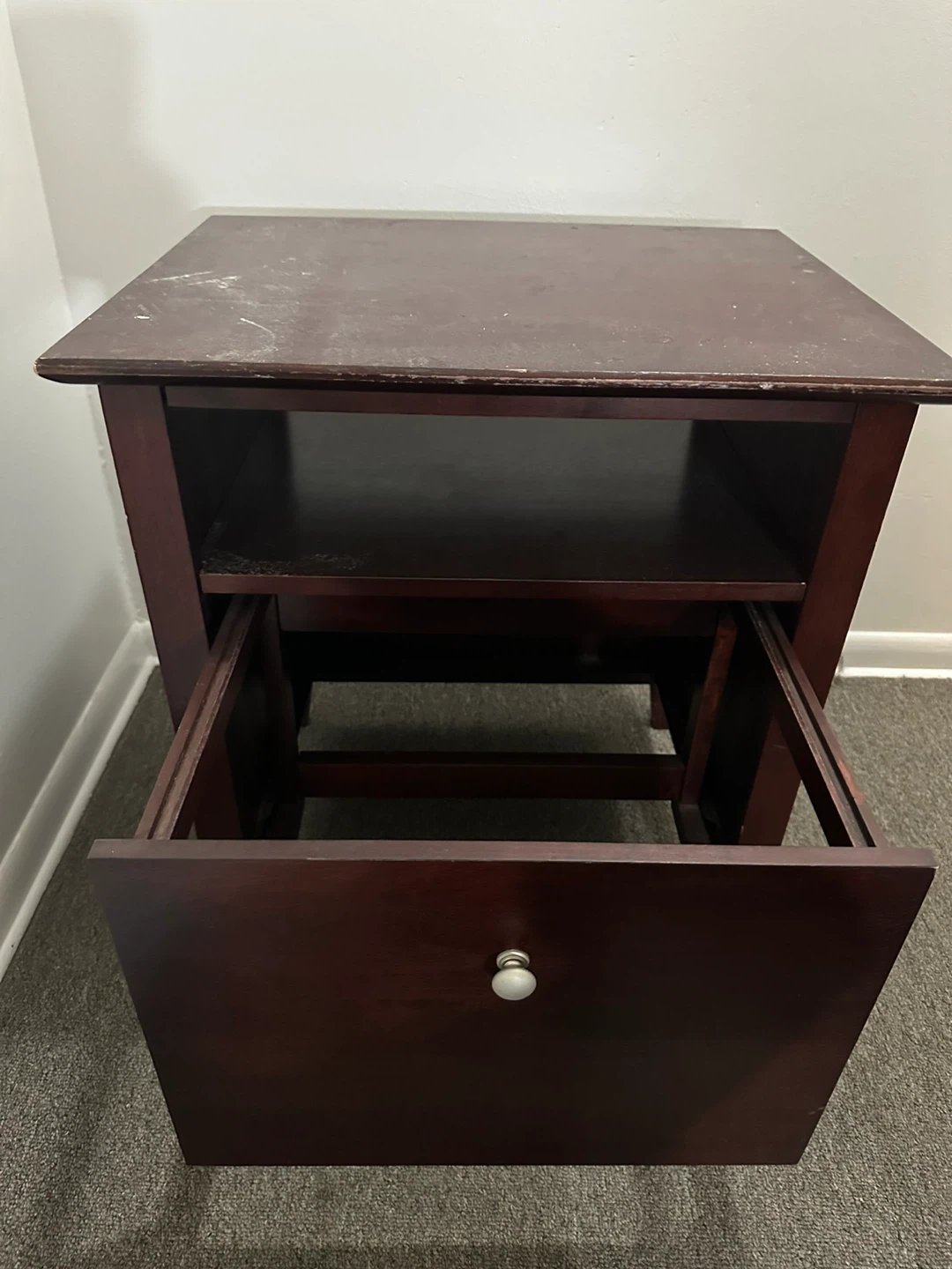Wood Nightstand with Drawer - Brown - photo 2