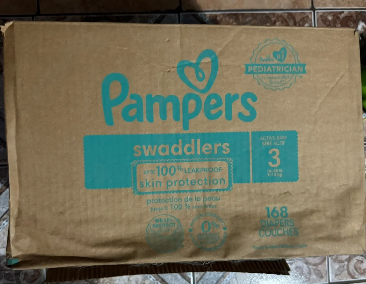 Pampers Swaddlers Size 3 (16-28 lb) - 168 Diapers thumbnail