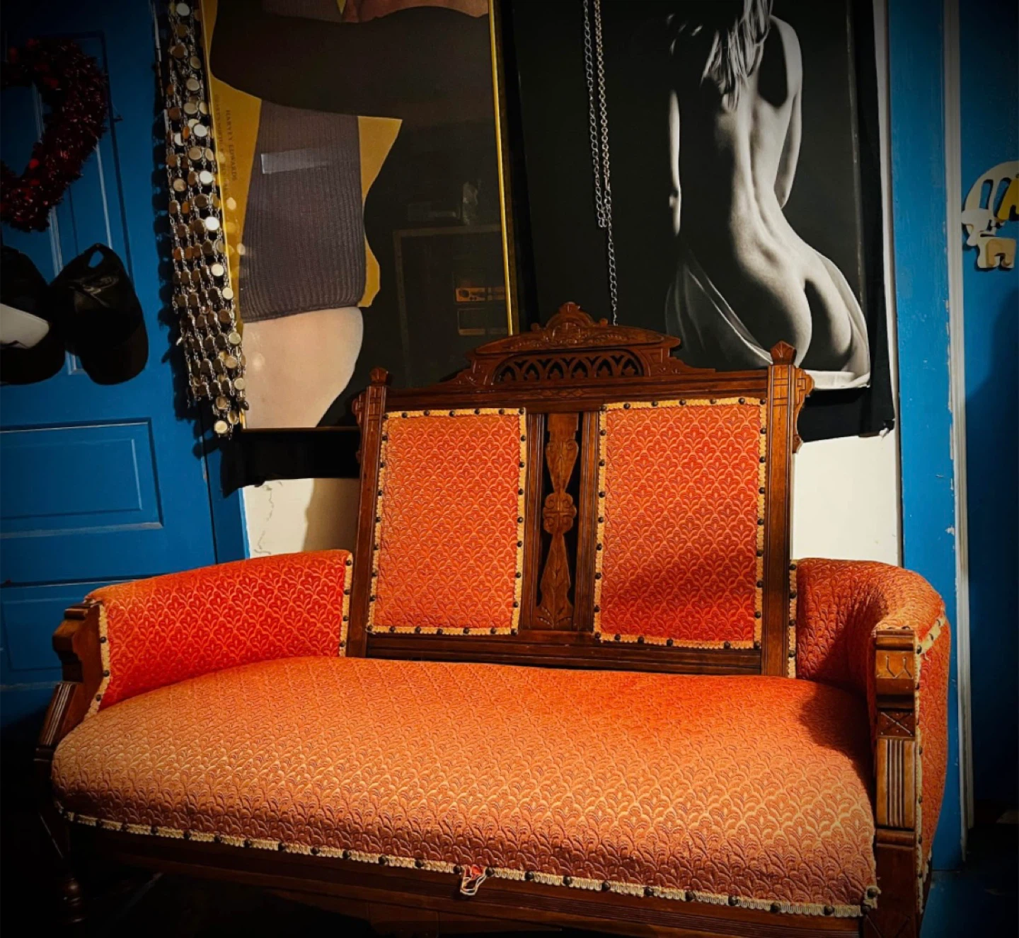 Vintage Orange Loveseat / Settee