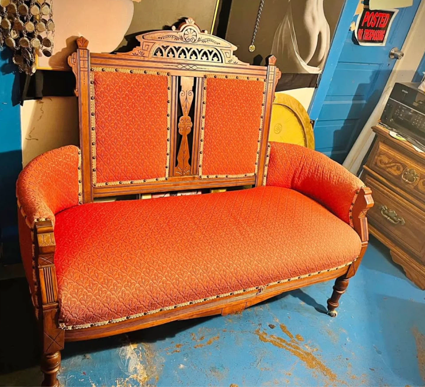 Vintage Orange Loveseat / Settee - photo 2