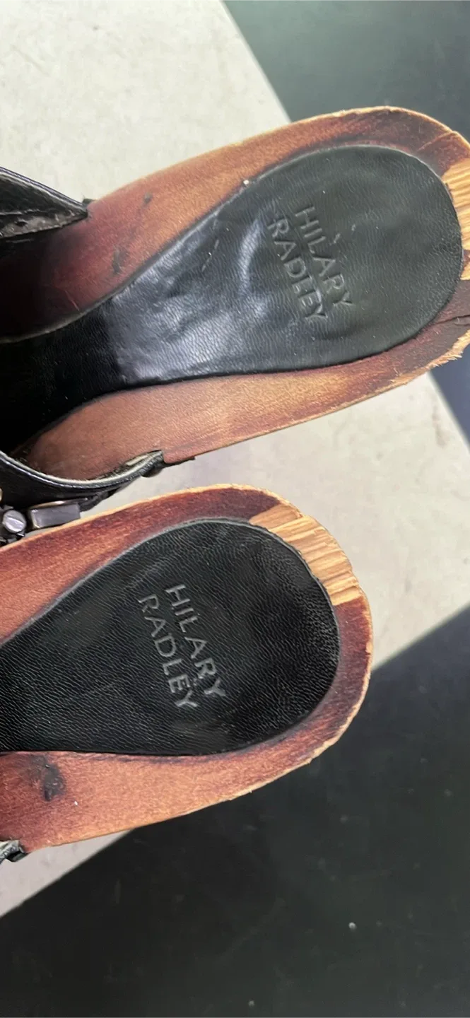 Hilary Radley Black Leather Clogs, Size 8 image indicator(3)