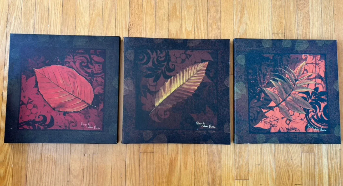 Set of 3 Leaf Design Wall Art thumbnail
