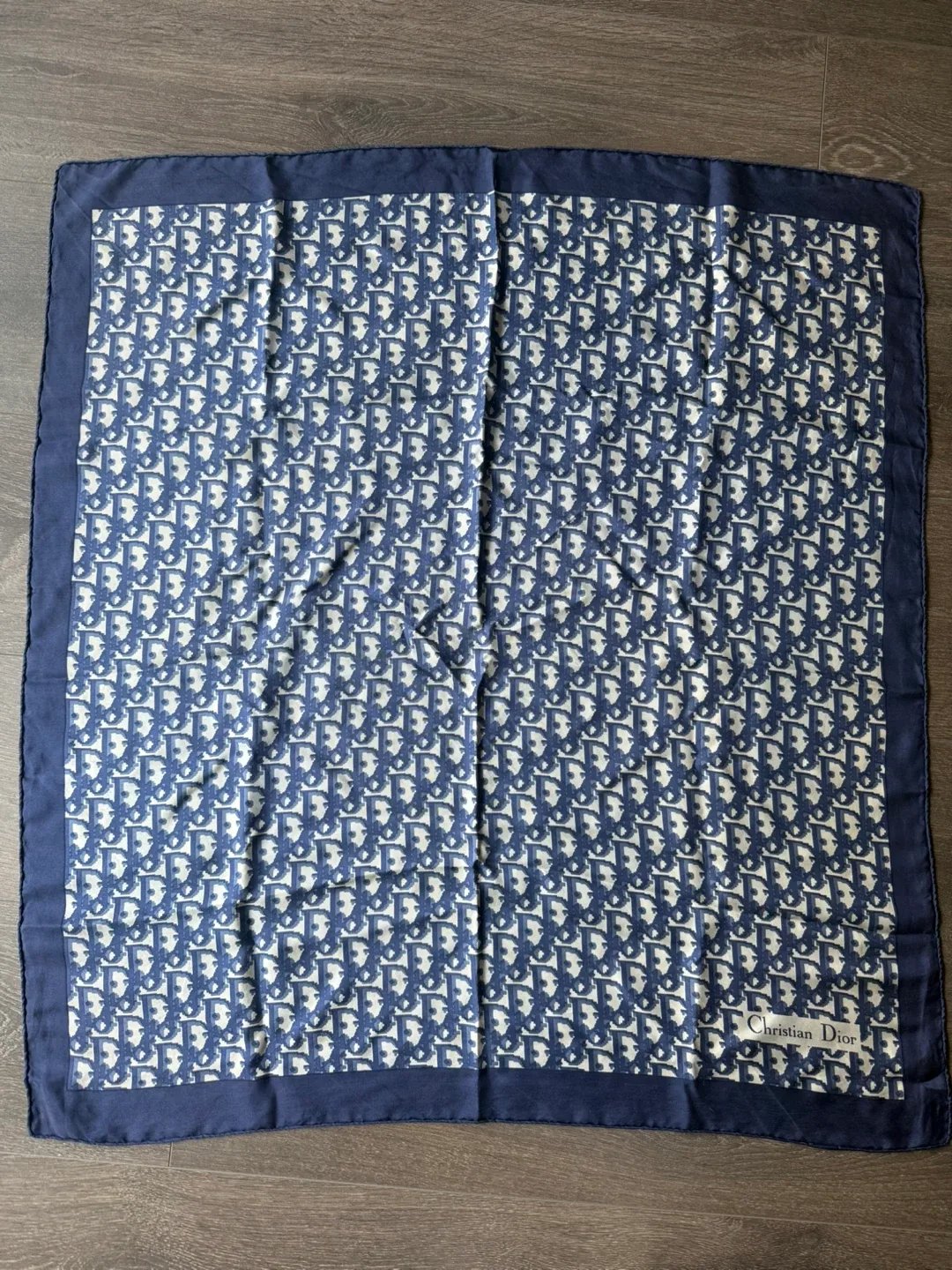 Christian Dior logo silk scarf blue 75cm thumbnail