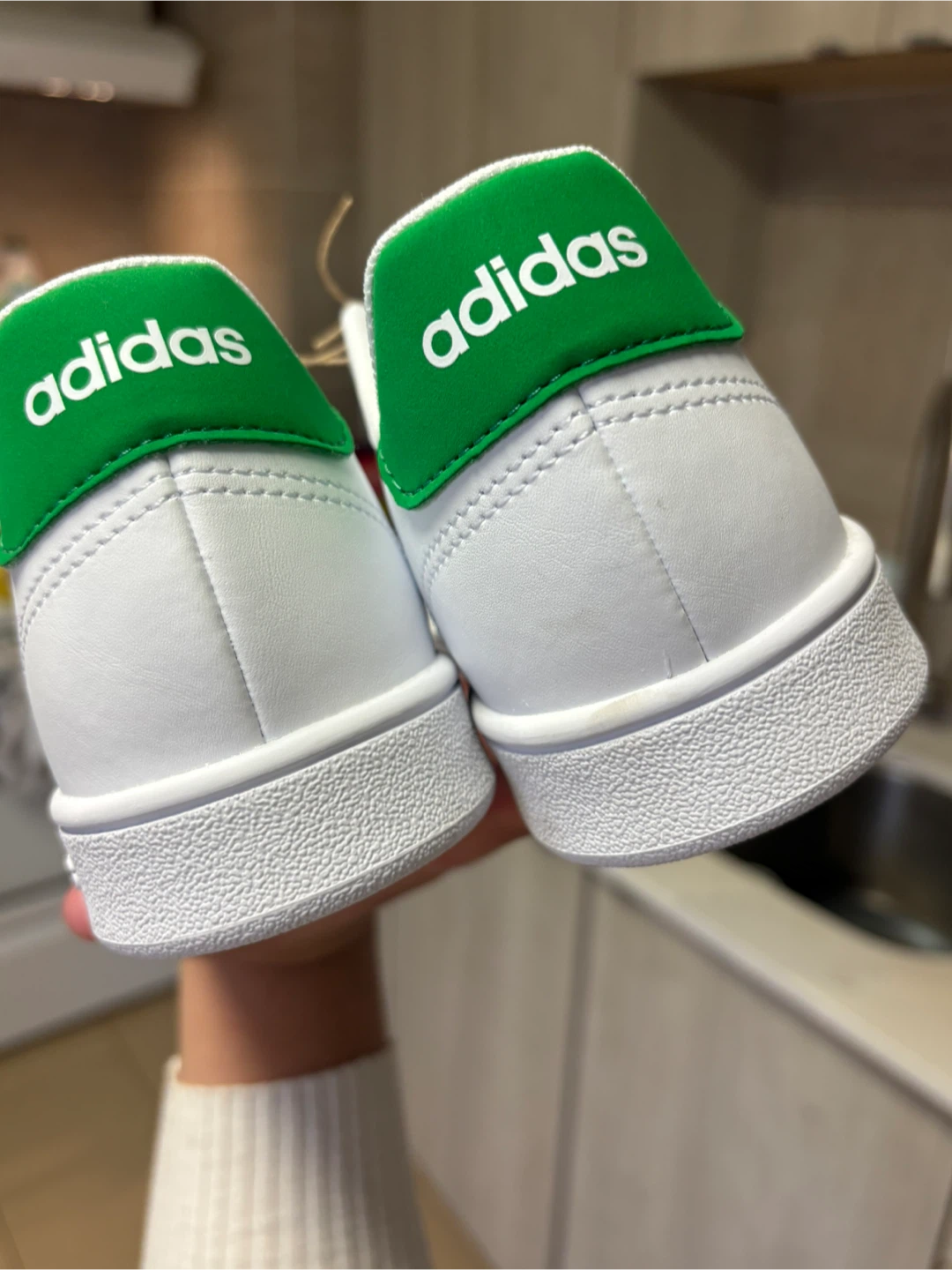 Adidas Advantage K White/Green Sneakers - Size youth 5 - photo 3