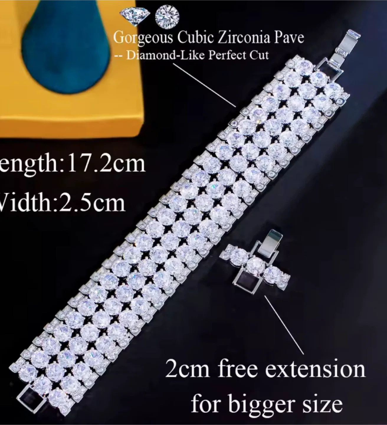 Cubic Zirconia Pave Bracelet, 18cm image indicator(2)