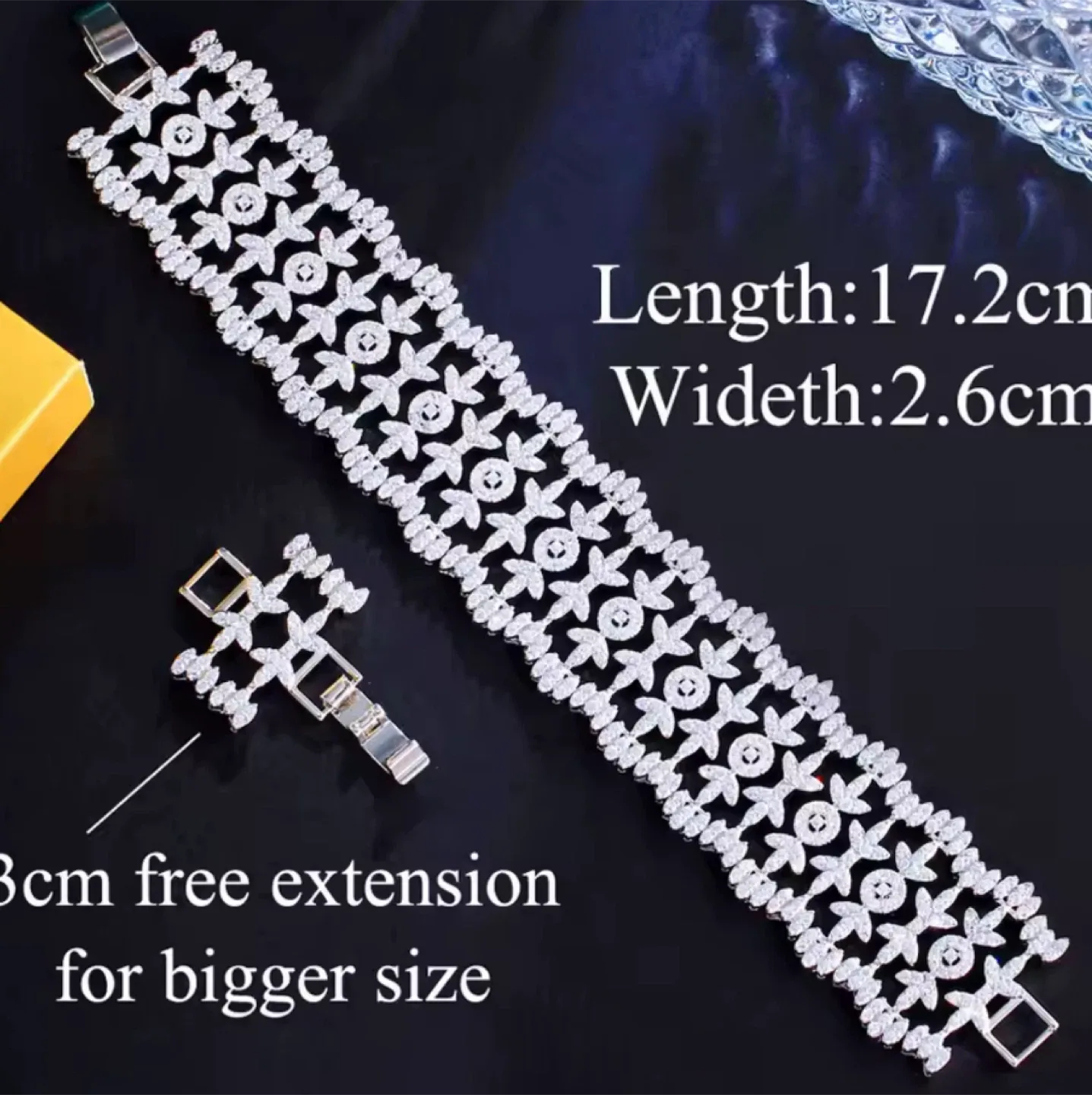 Cubic Zirconia Pave Bracelet, 18cm image indicator(6)