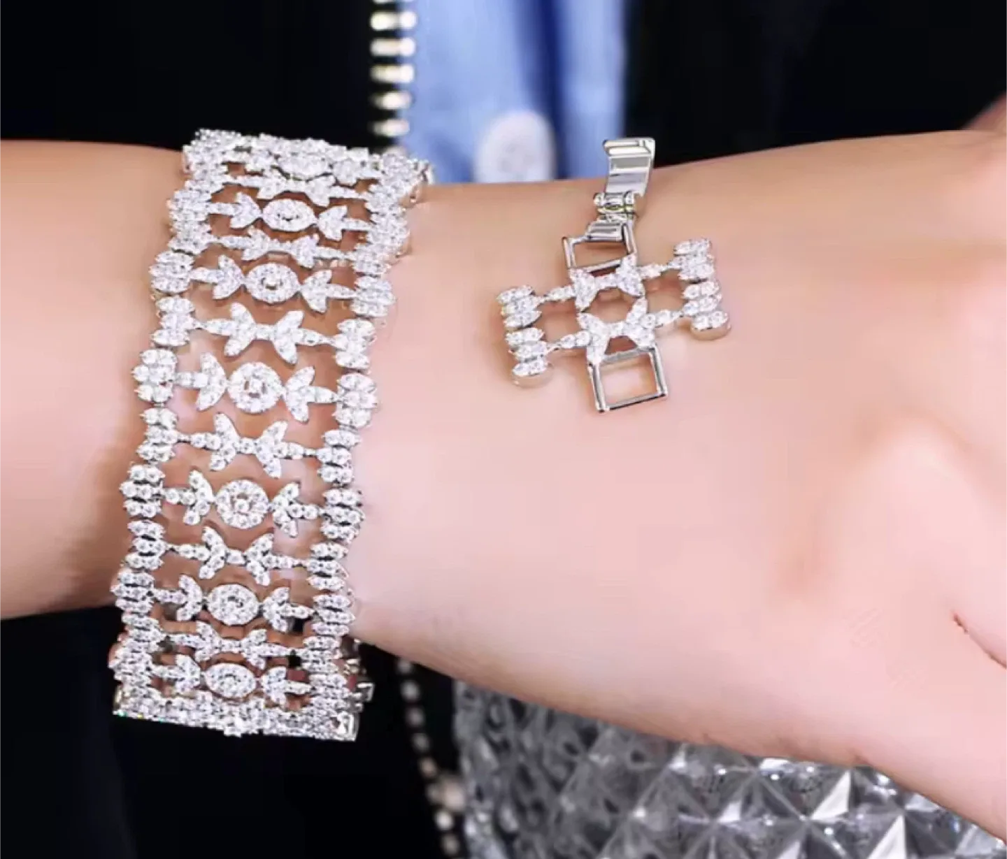 Cubic Zirconia Pave Bracelet, 18cm image indicator(10)