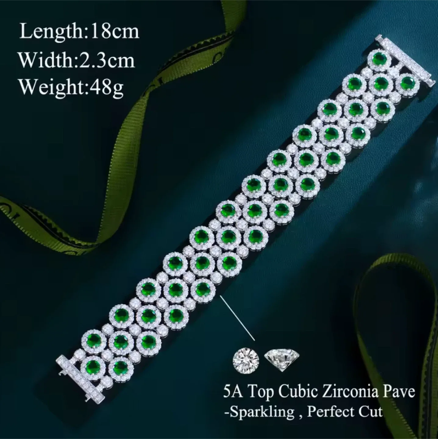 Cubic Zirconia Pave Bracelet, 18cm image indicator(8)