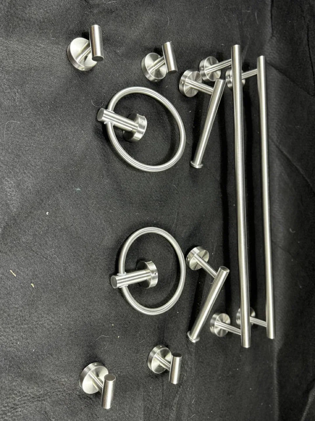 Bathroom Hardware Set – 10 Pieces, Brushed Silver – NEW thumbnail