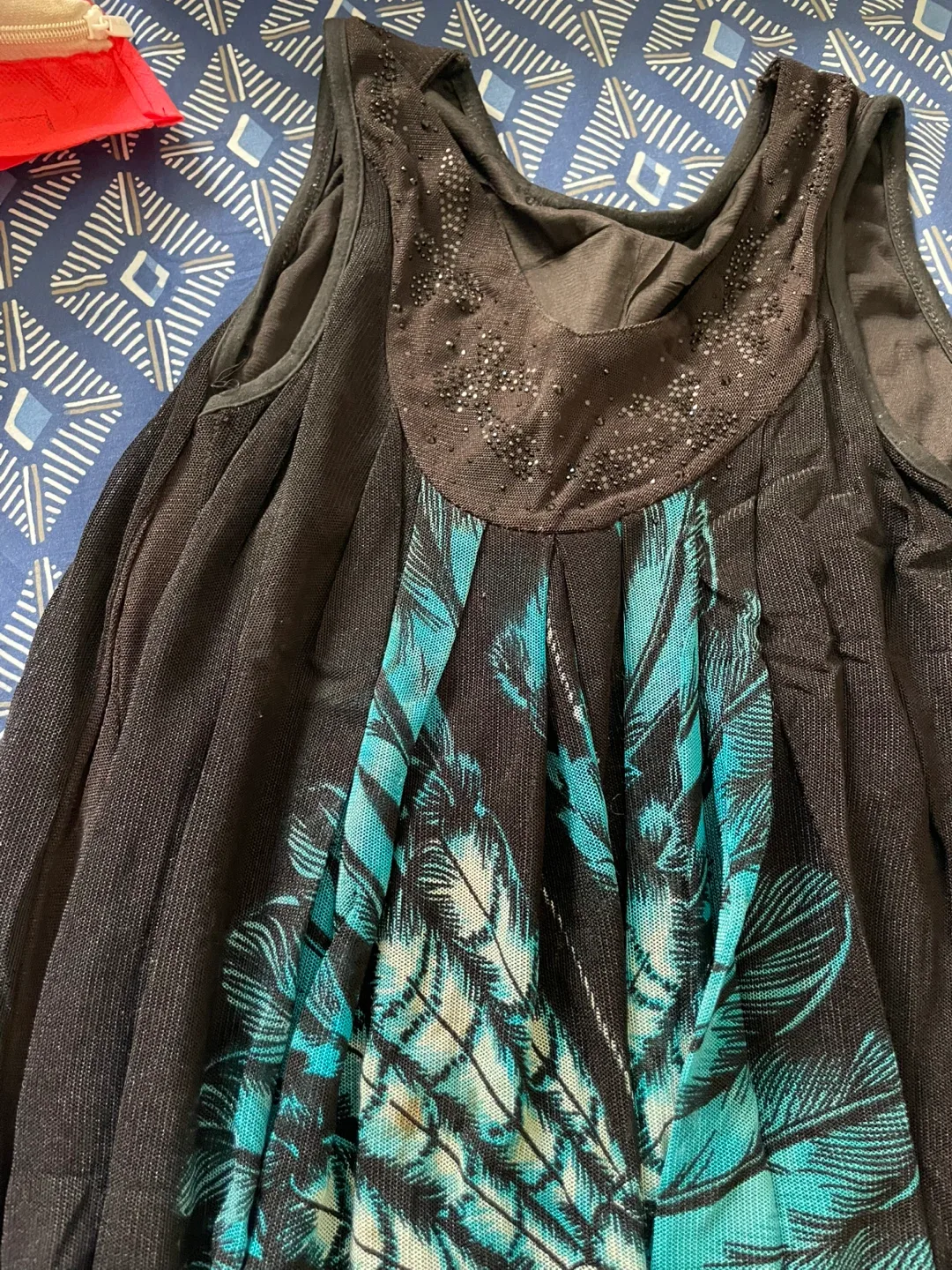 Feather Print Sleeveless Dress 🥕 image indicator(2)