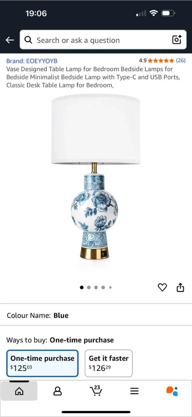 EOEYYOYB Vase Designed Table Lamp – Blue – NEW thumbnail