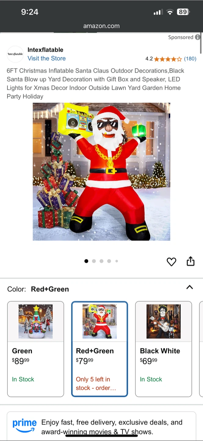 New 6 Ft Inflatable Santa with Boombox light up - photo 4