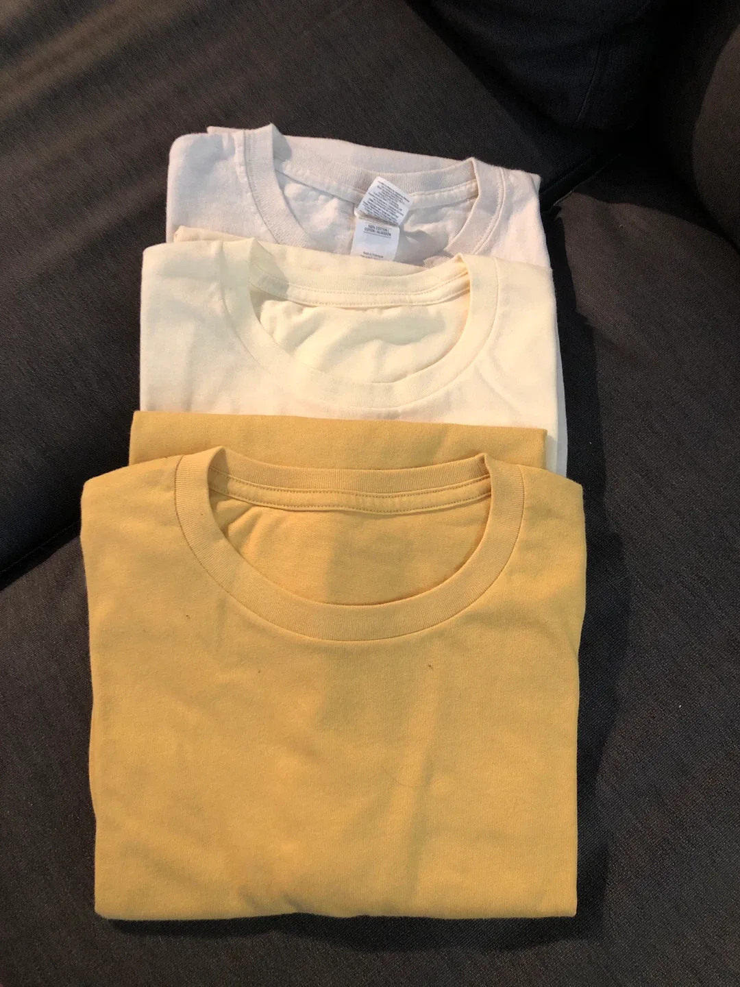 Three Gildan T-Shirts - White, Cream, Yellow thumbnail