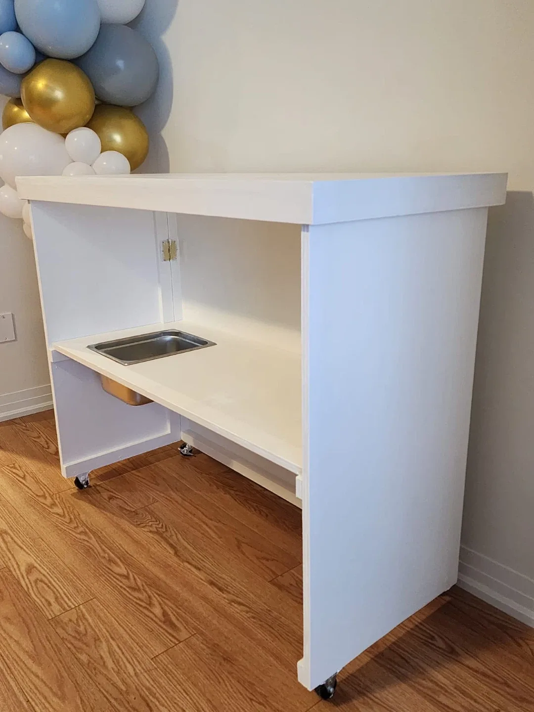 White Mobile Bar Cart with Sink image indicator(7)