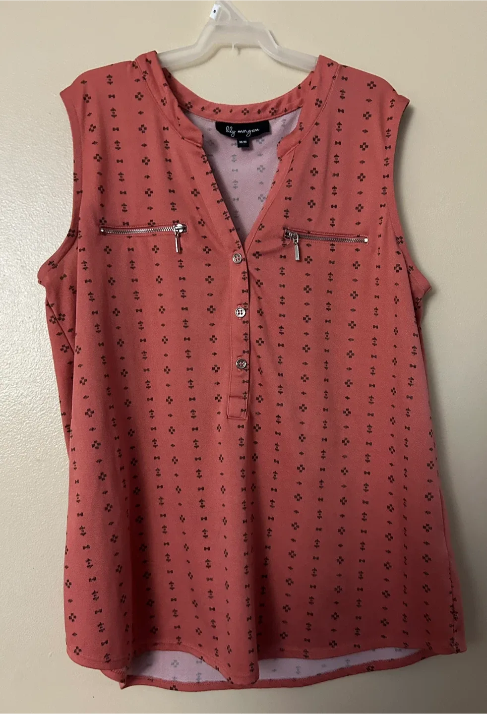 Lily Morgan Peach medium top with black print thumbnail