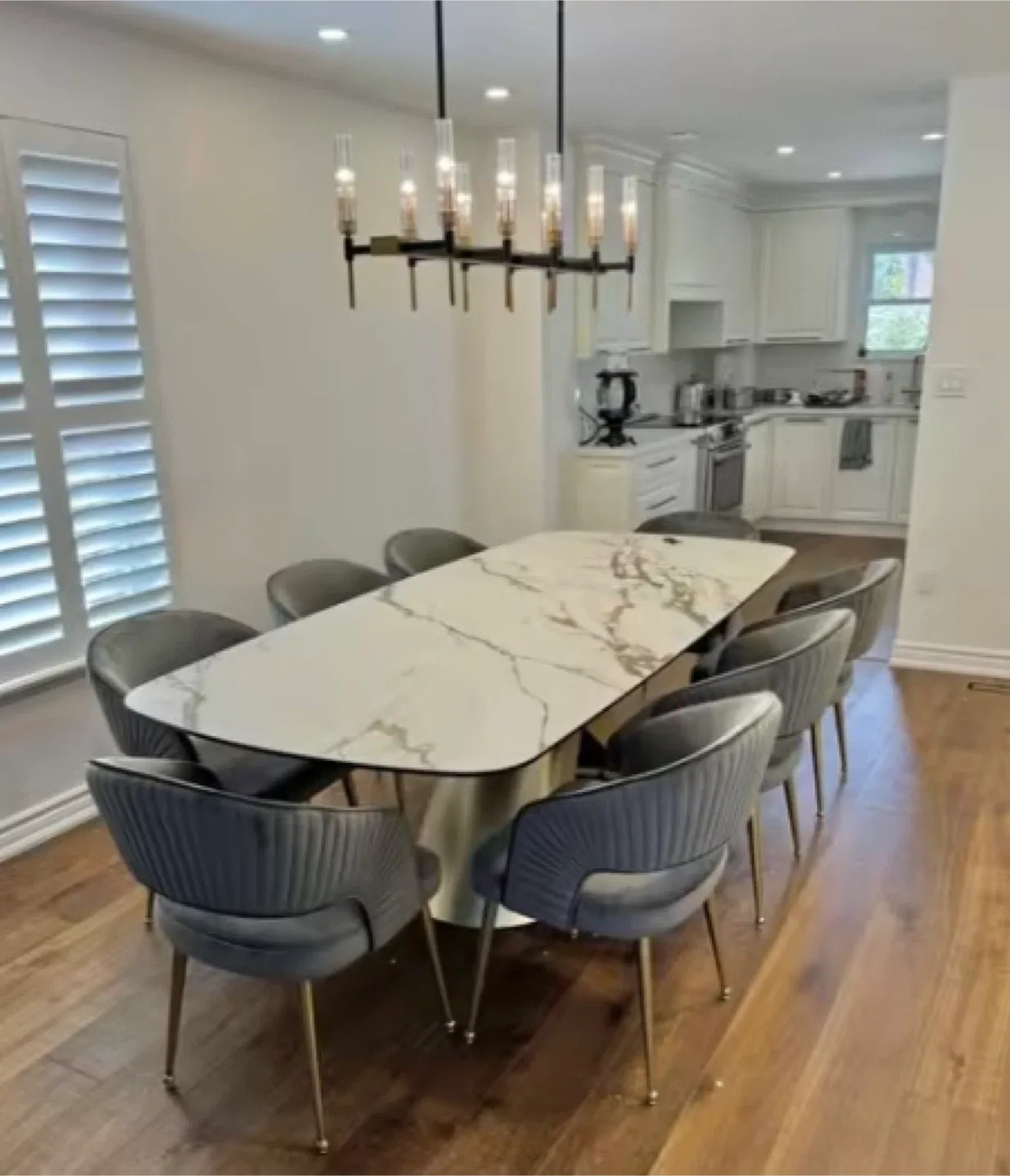 Grey Velvet Dining Chair with Gold Legs image indicator(3)