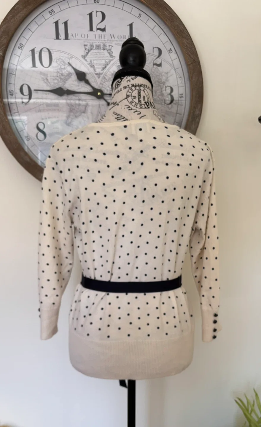 Cleo Cardigan - Cream with Black Polka Dots image indicator(6)