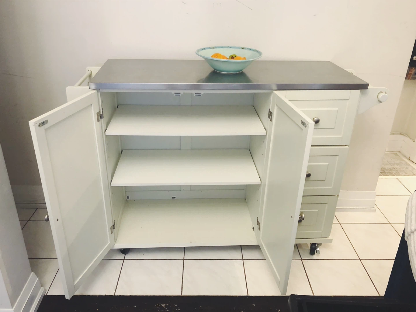 Kitchen Island Cart with Stainless Steel Top - photo 4