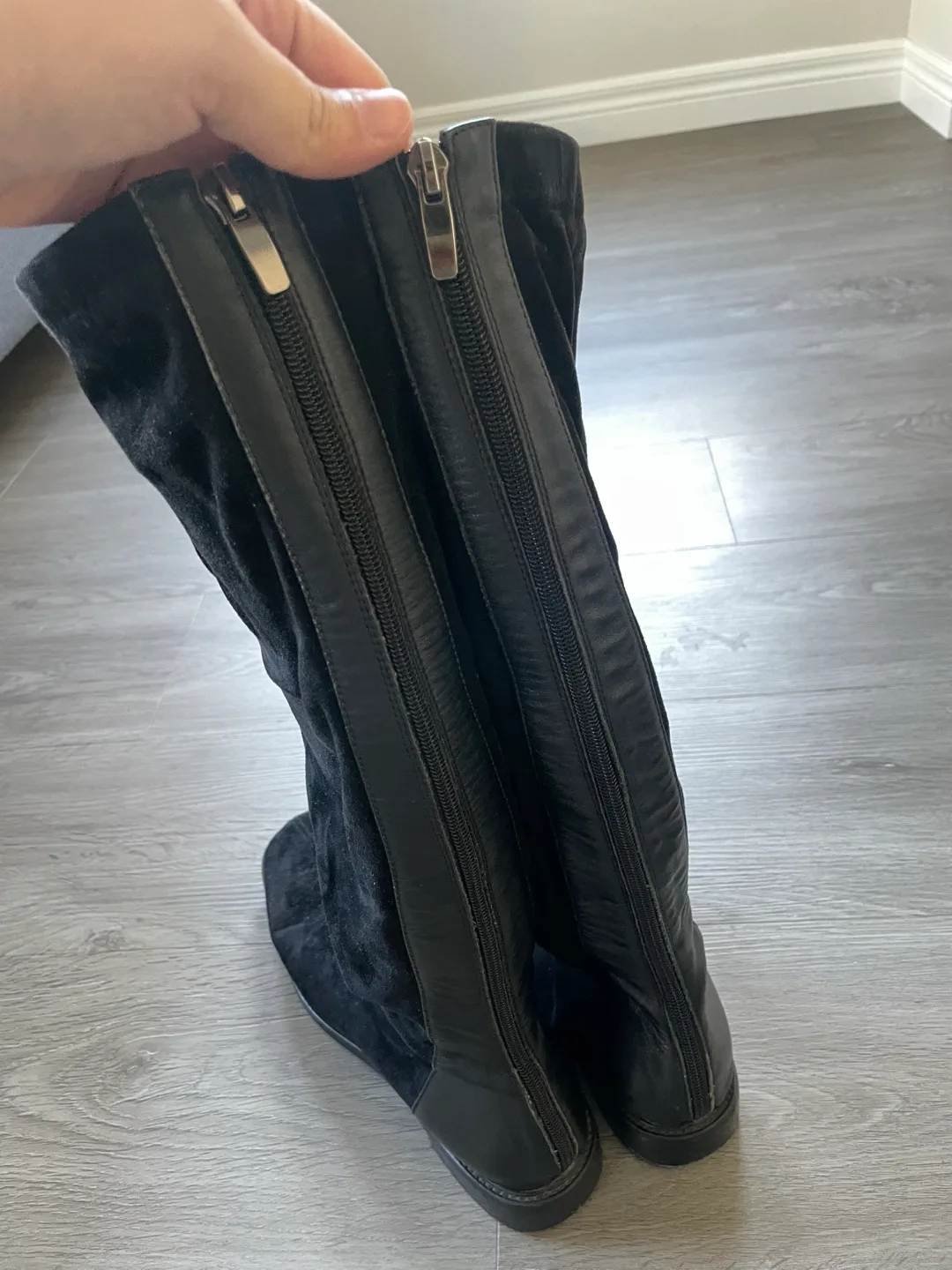 Black Suede Knee High Boots - Size 8-8.5 image indicator(2)