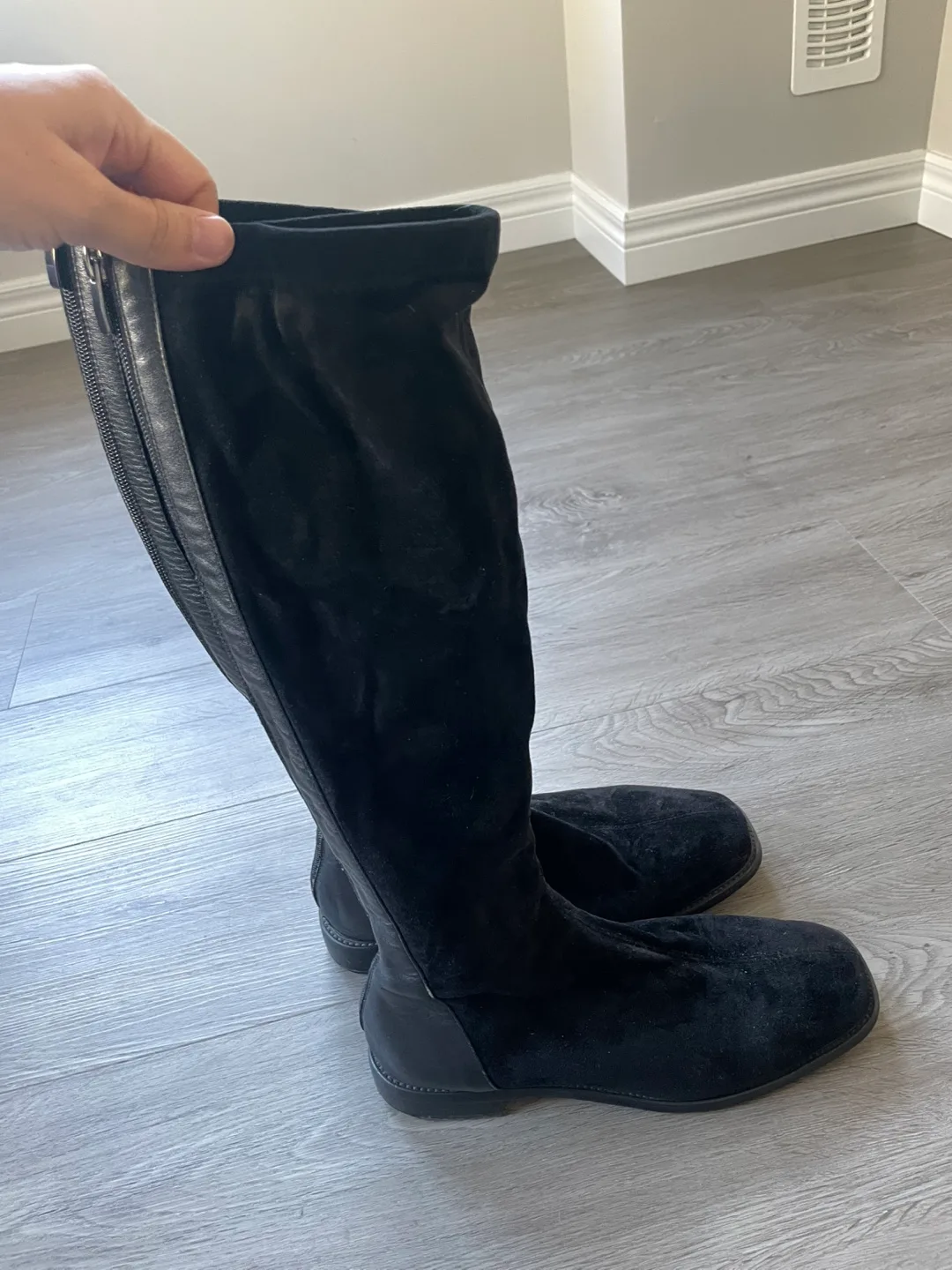 Black Suede Knee High Boots - Size 8-8.5 image indicator(6)
