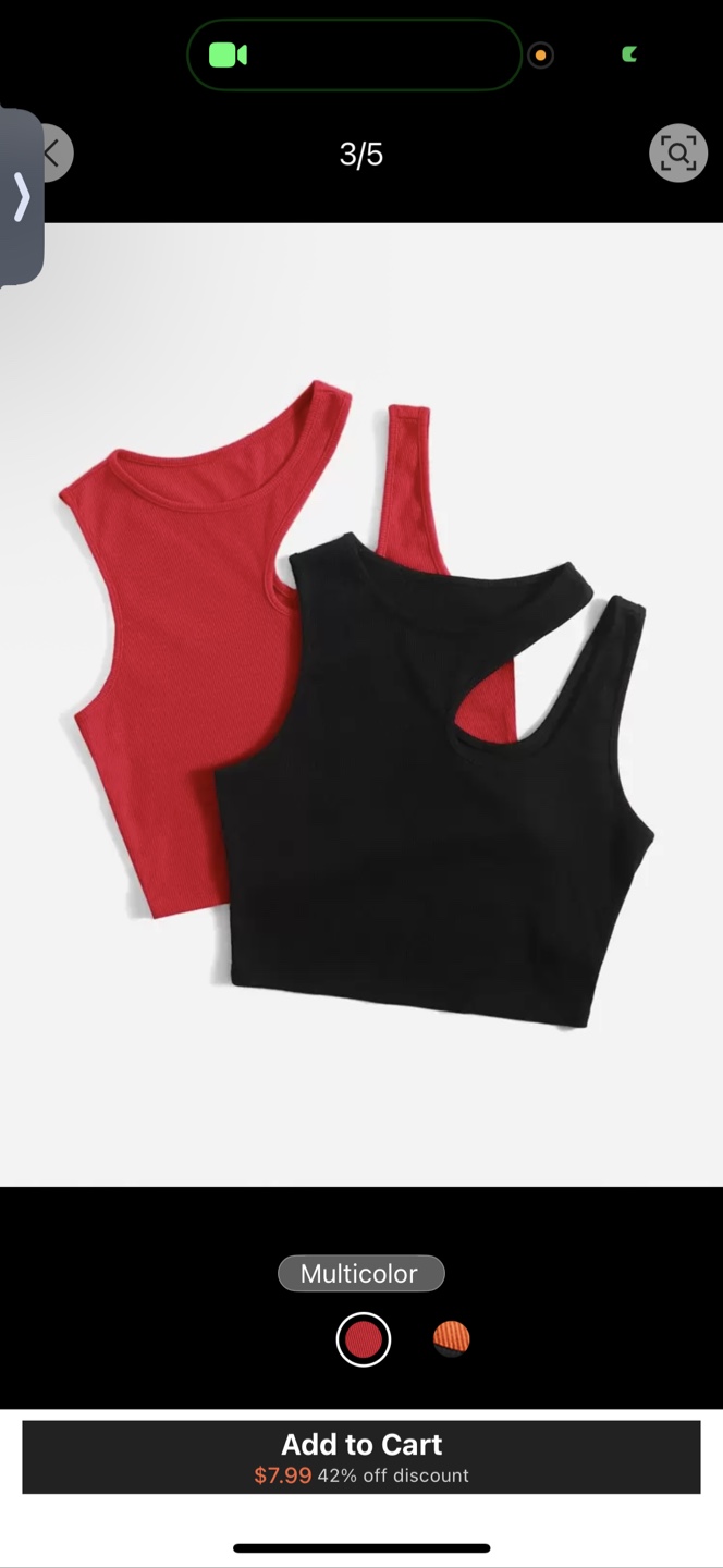 Red & Black Asymmetric Neck Tank Top Set