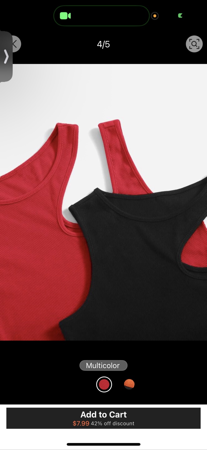 Red & Black Asymmetric Neck Tank Top Set - photo 2