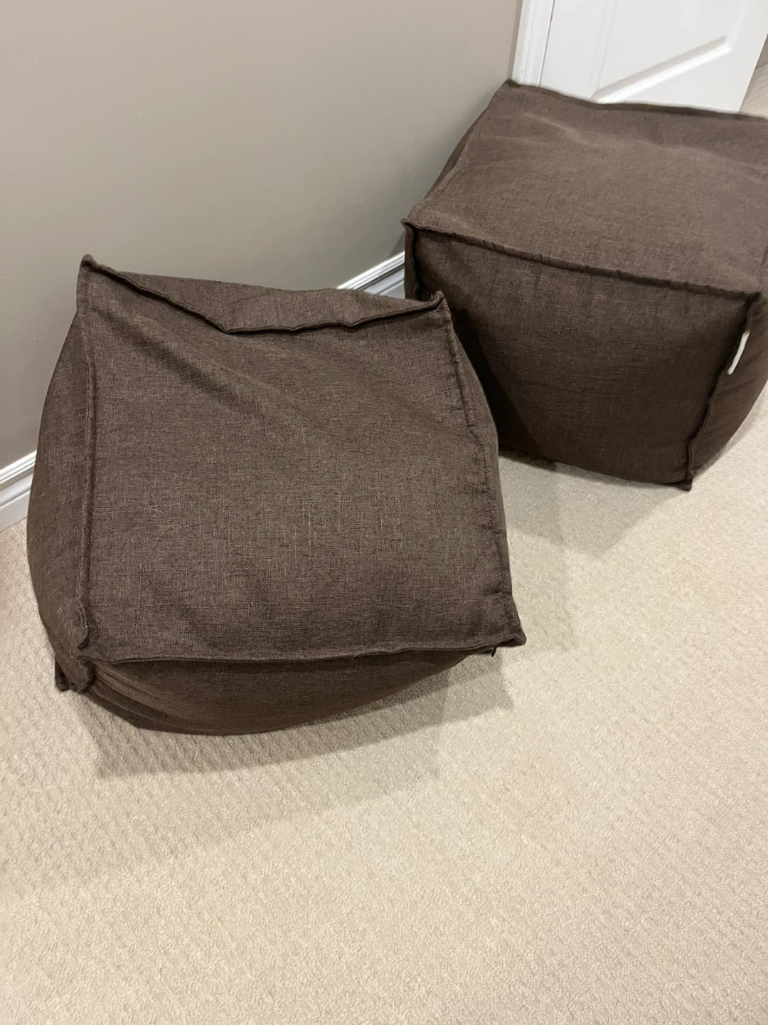 Two Brown Poufs - photo 2
