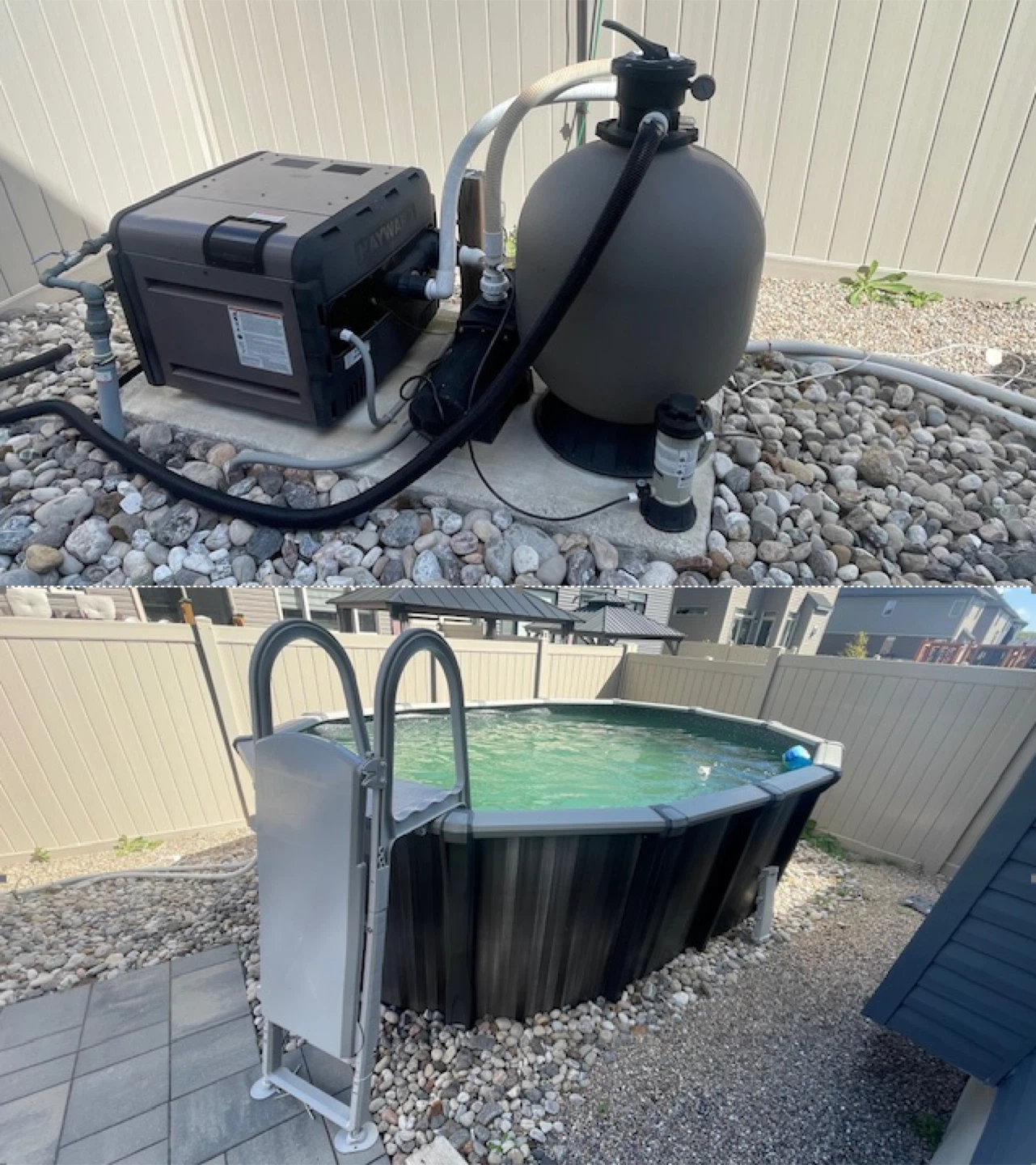 Above Ground Pool with Ladder, Filter, and Heater