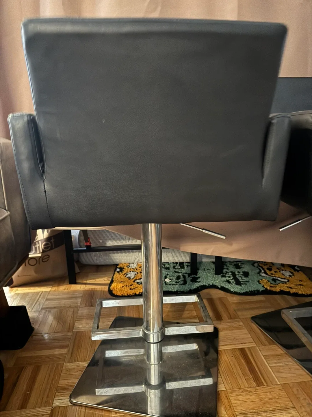 Black Leather Bar Stool image indicator(3)