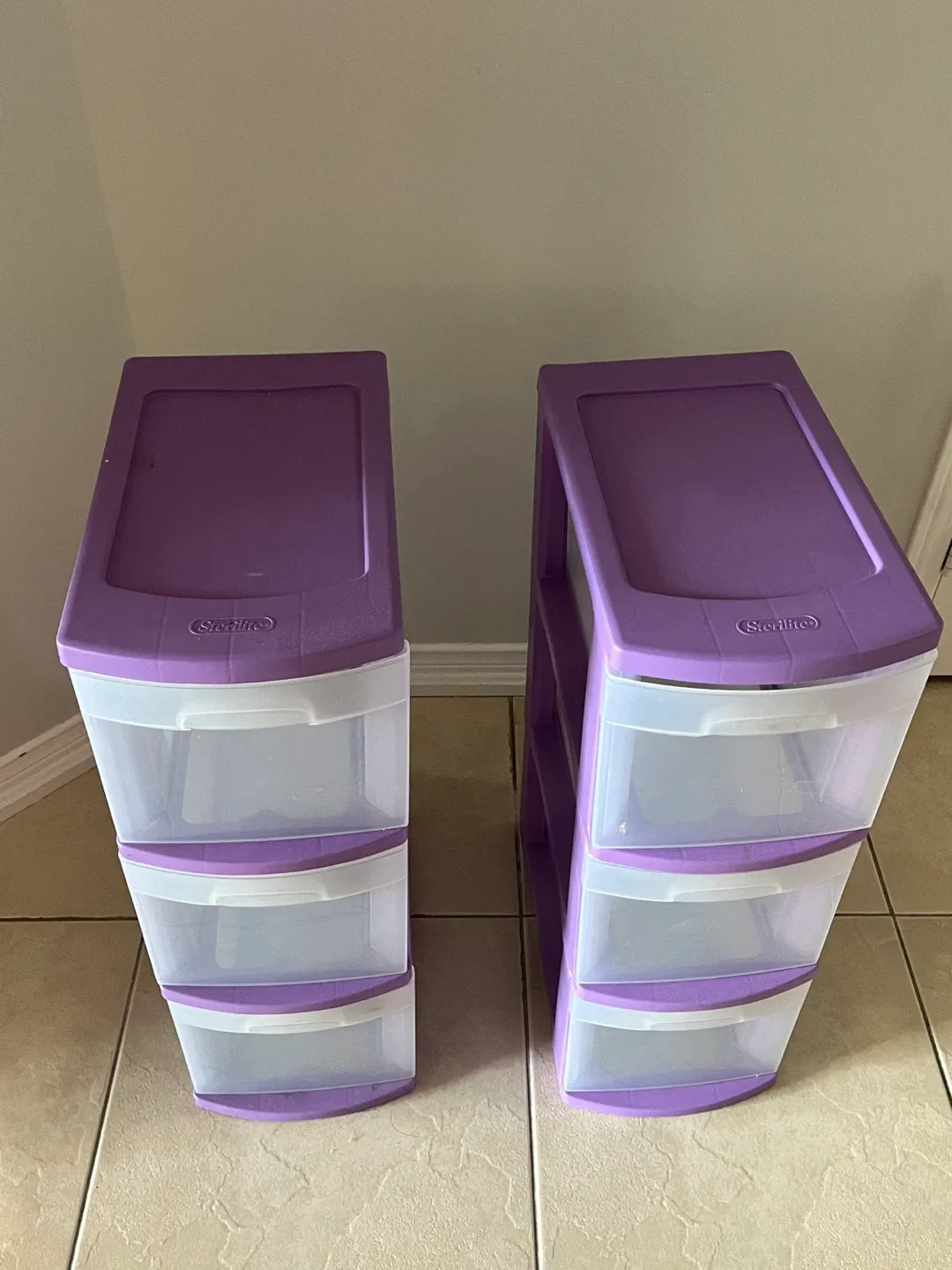 Sterilite 3-Drawer Purple Storage Tower image indicator(3)