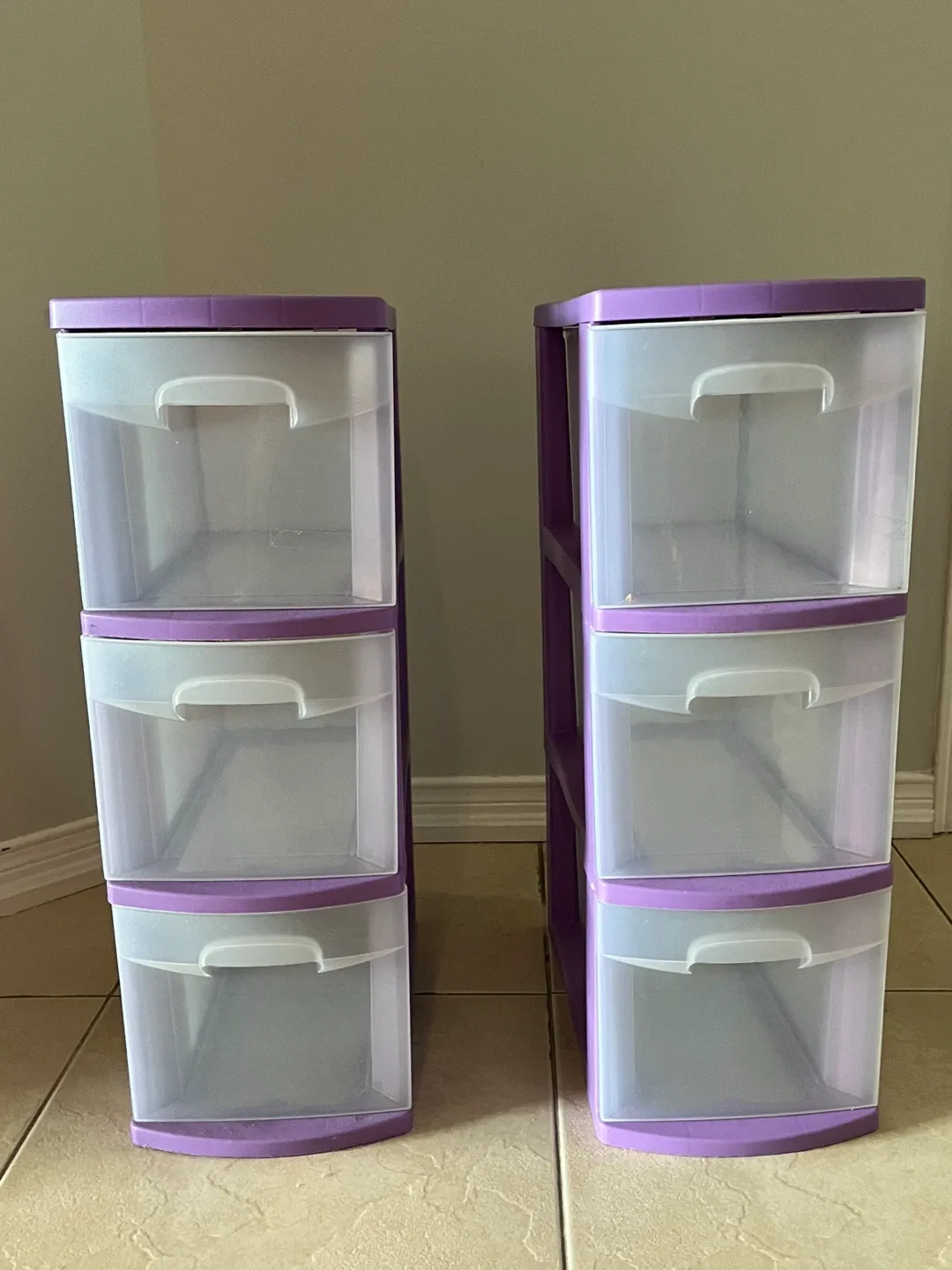 Sterilite 3-Drawer Purple Storage Tower