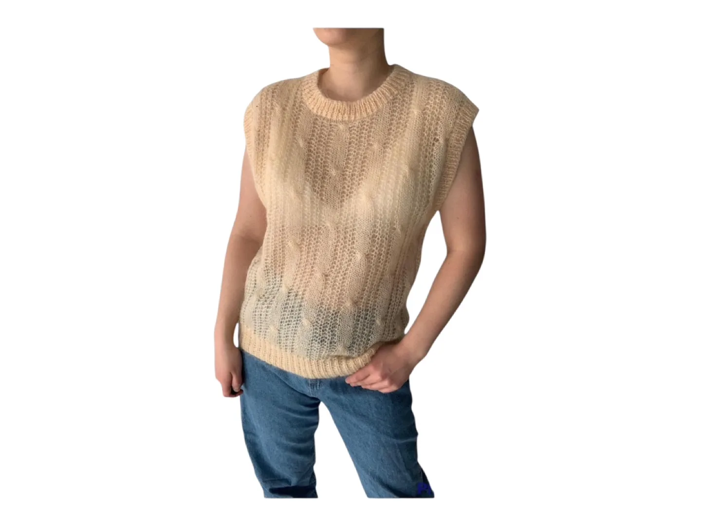 RARE Vintage 80s Hand Knit Oversized Wool Vest thumbnail