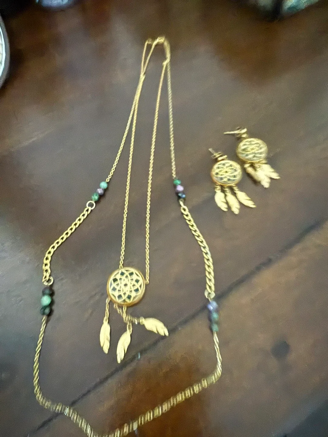 Dreamcatcher Necklace & Earring Set - Gold Tone image indicator(4)