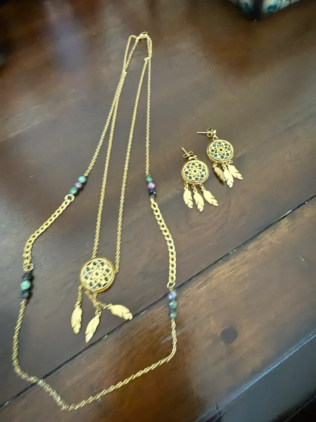 Dreamcatcher Necklace & Earring Set - Gold Tone image indicator(6)