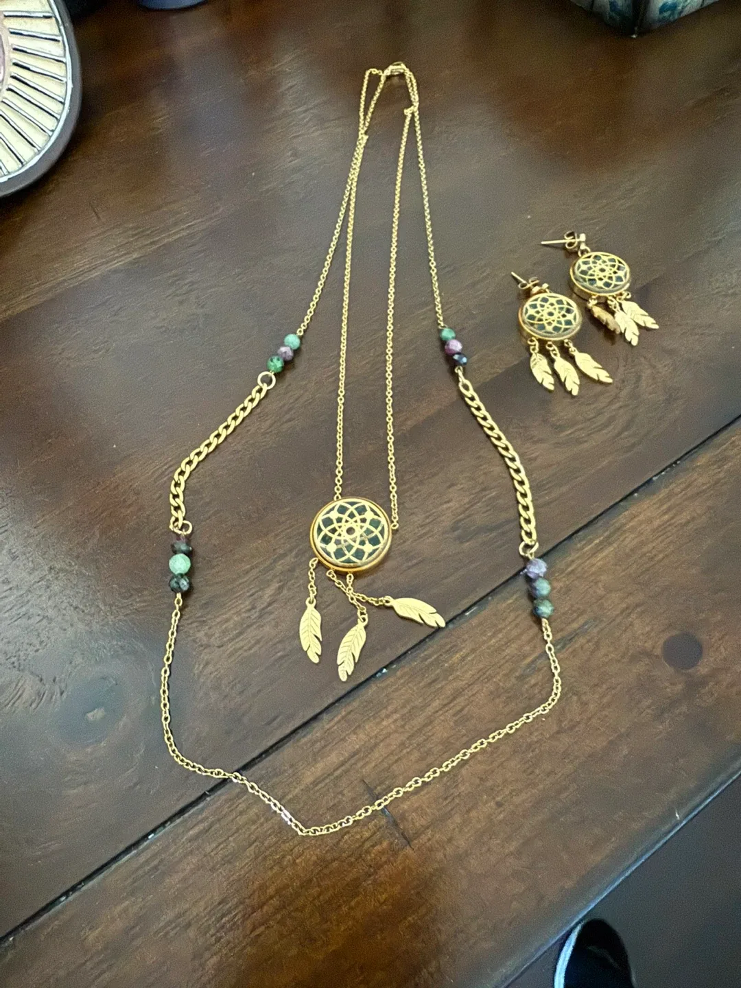Dreamcatcher Necklace & Earring Set - Gold Tone image indicator(5)