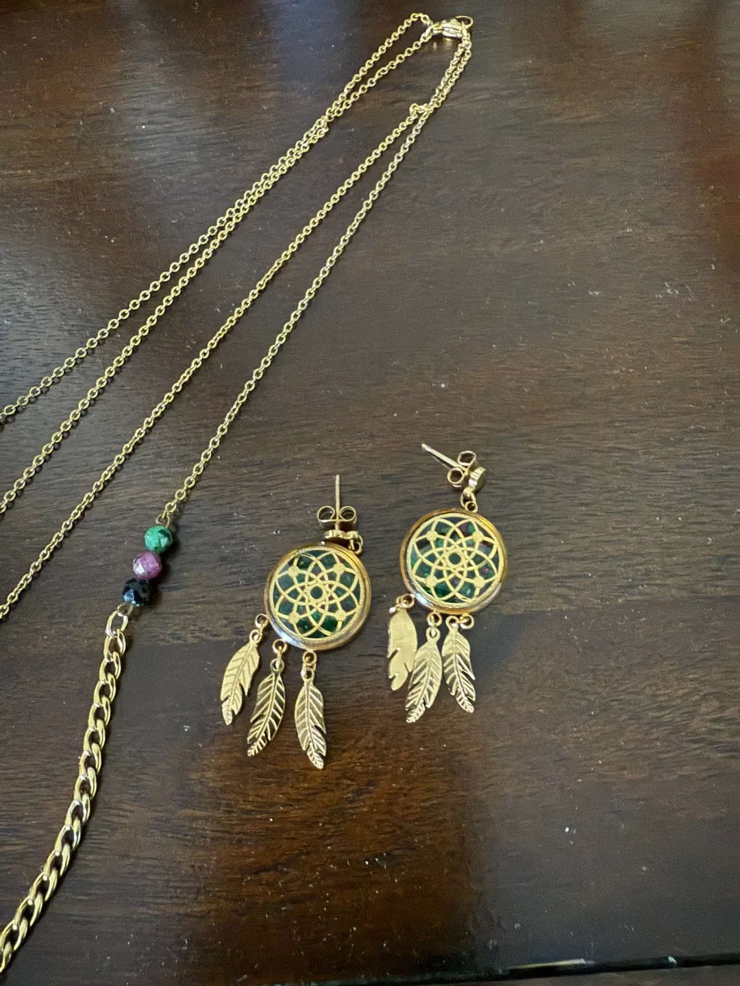 Dreamcatcher Necklace & Earring Set - Gold Tone image indicator(3)
