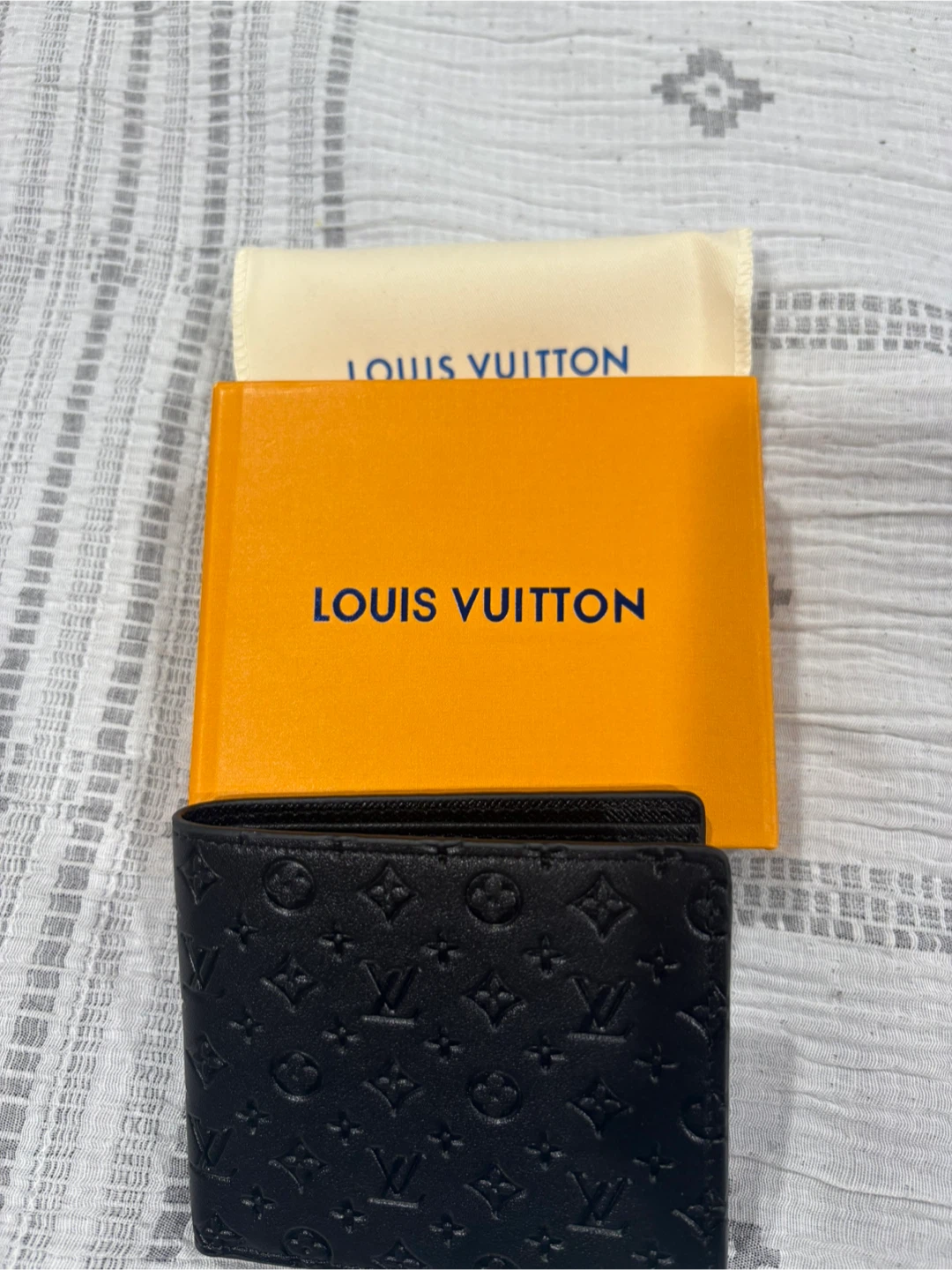 Louis Vuitton Black Leather Wallet with Box