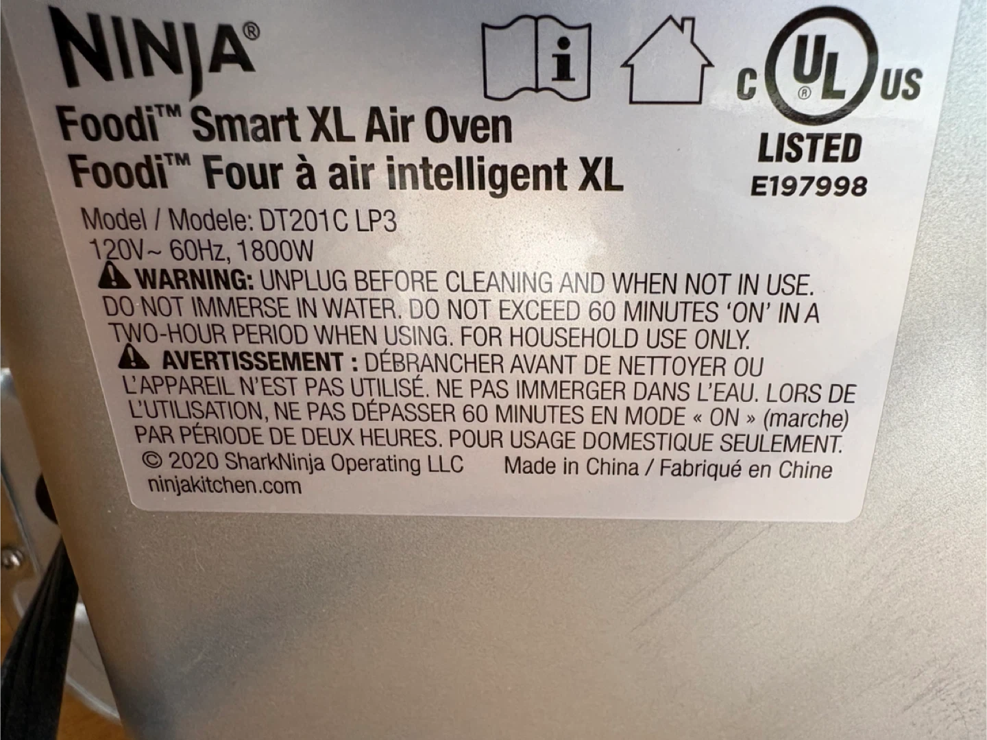 Ninja Foodi Smart XL Air Oven - Model DT201C LP3 - photo 2