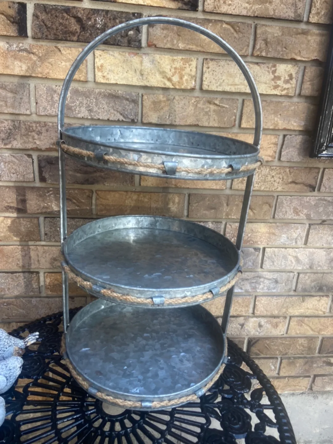 3-Tier Galvanized Metal Tray Stand thumbnail