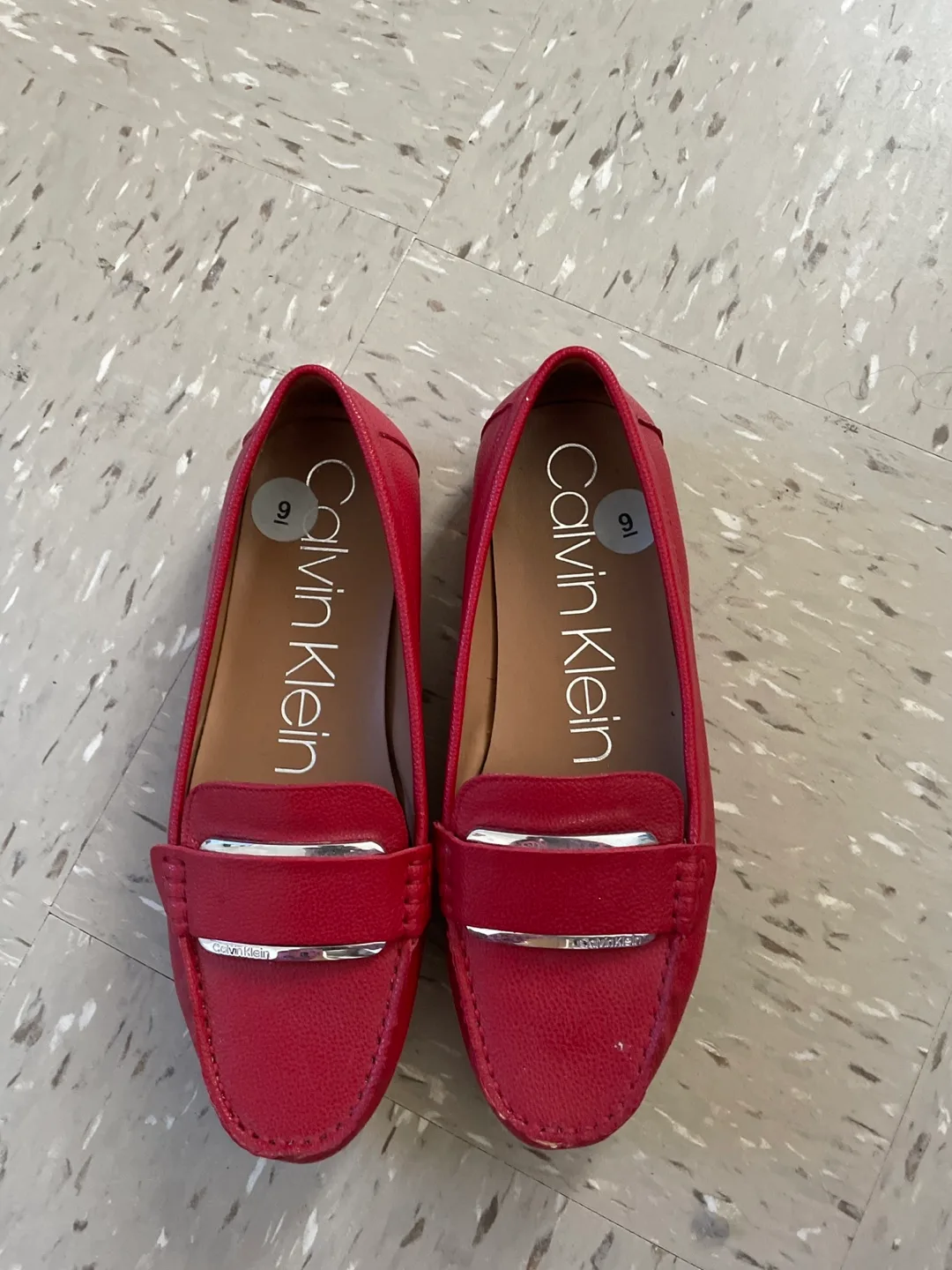 Calvin Klein Red Leather Loafers - Size 9 thumbnail