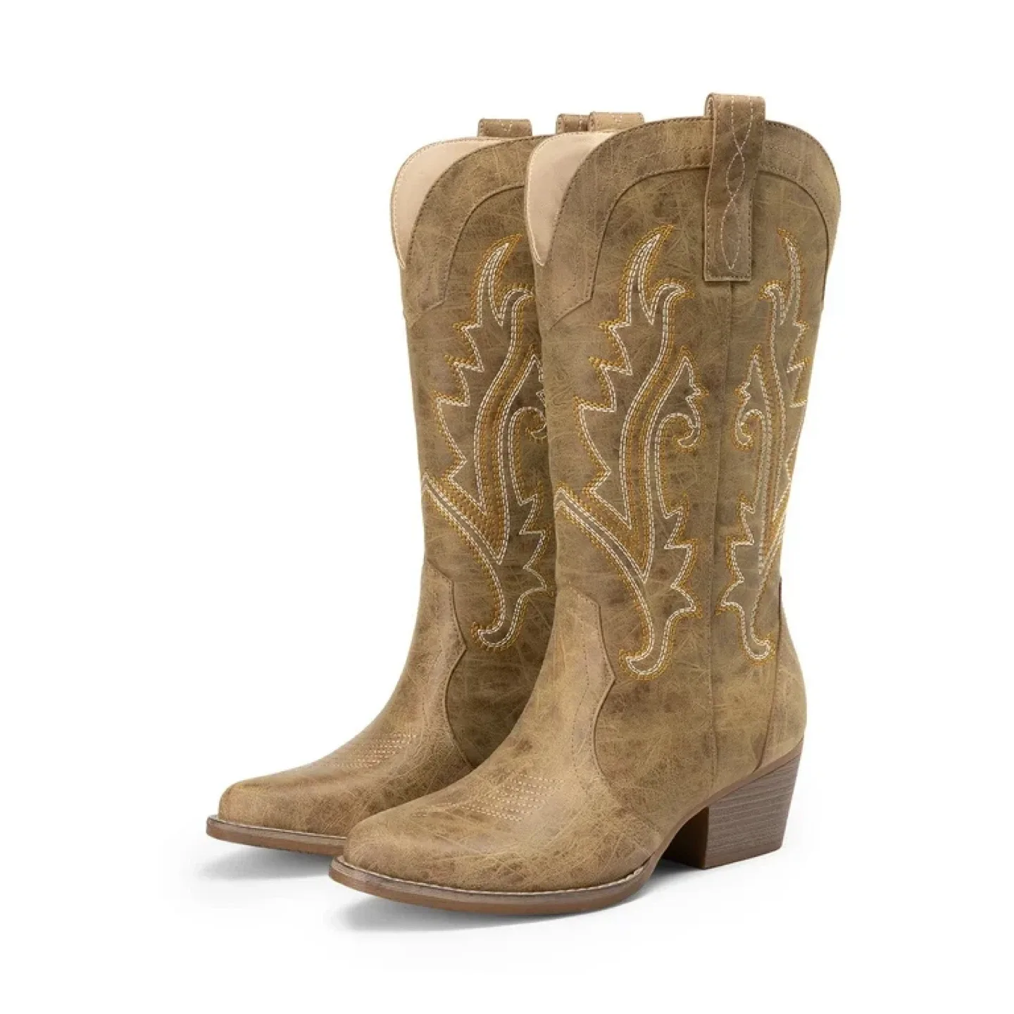 Brown Embroidered Cowboy Boots - Size 10 (NEW) image indicator(4)