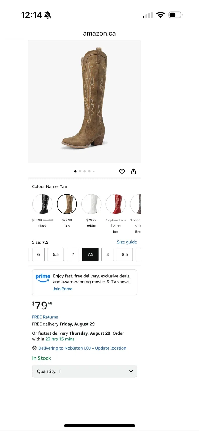 Brown Embroidered Cowboy Boots - Size 10 (NEW) image indicator(7)