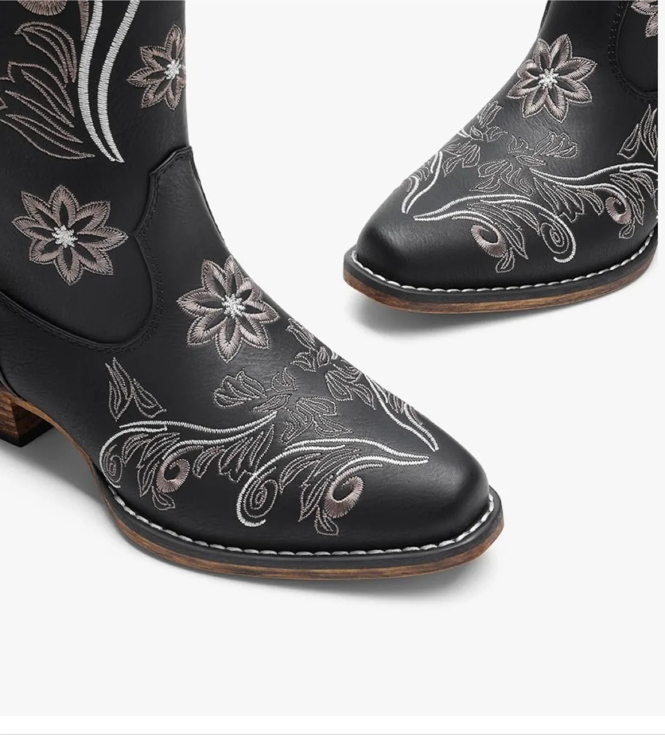 Black Embroidered Cowboy Boots  - Size 8 (New) image indicator(2)