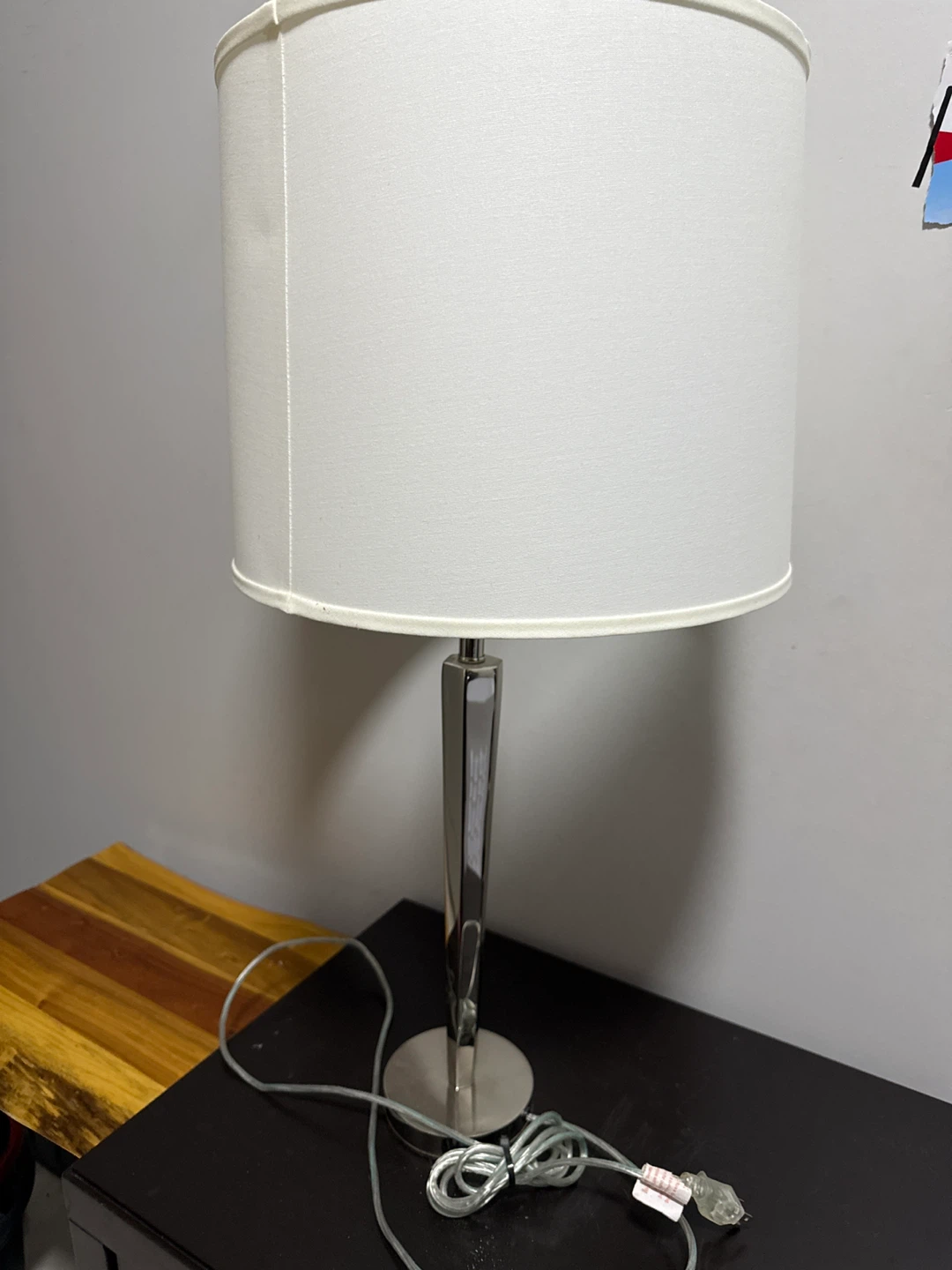 Silver Table Lamp with White Shade